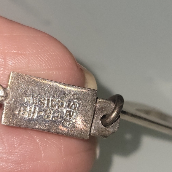 vintage Mexico sterling silver 925 turquoise chip inlay aztec motif necklace - Picture 9 of 12